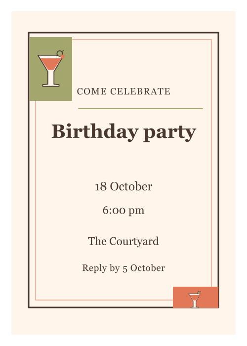 Aperitivo Club Gallery Frame editable design preview