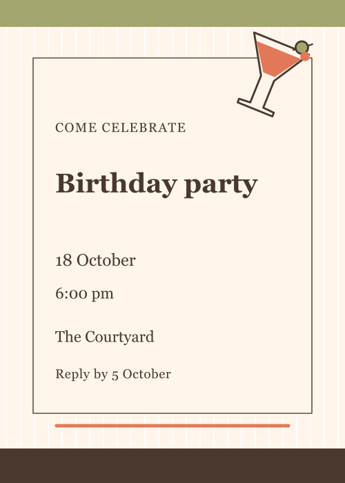 Aperitivo Club Pinstripe editable design preview