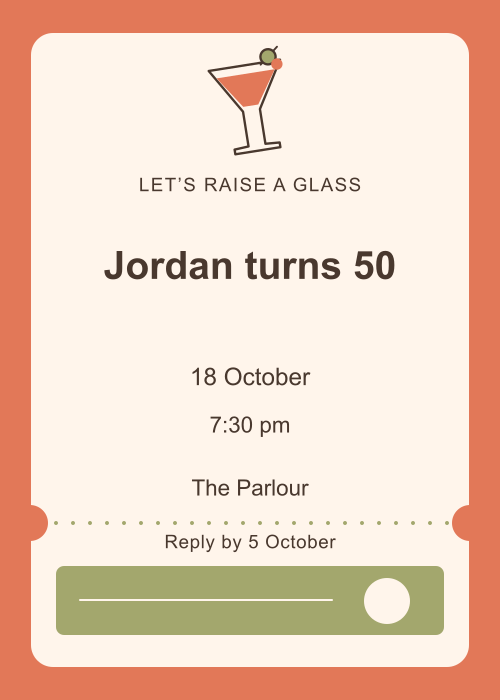 Aperitivo Club Ticket editable design preview