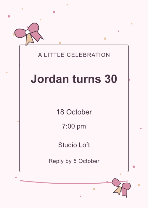 Birthday Bow Confetti editable design preview