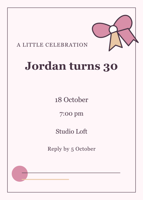 Birthday Bow Editorial editable design preview