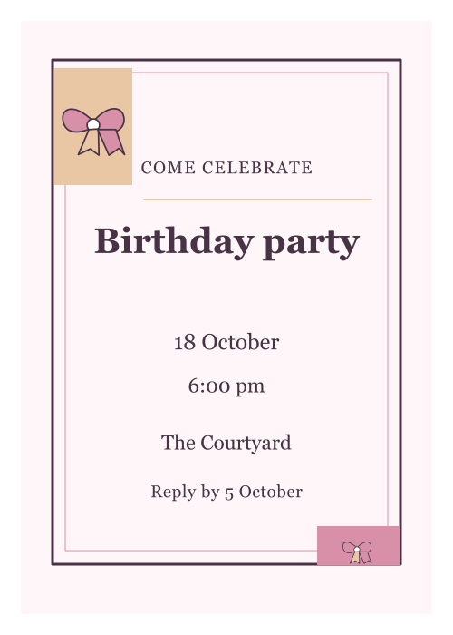 Birthday Bow Gallery Frame editable design preview