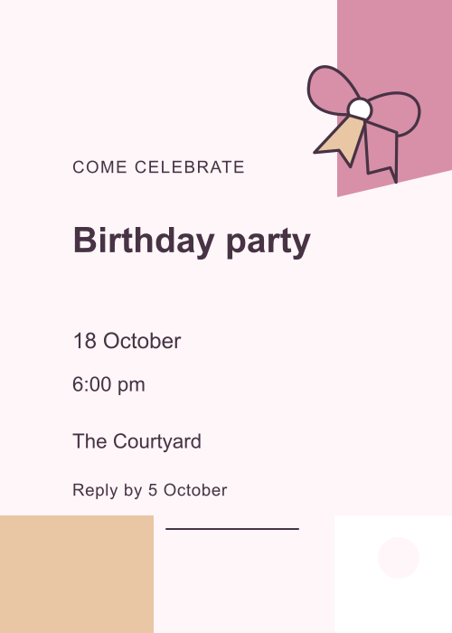 Birthday Bow Offset Blocks editable design preview