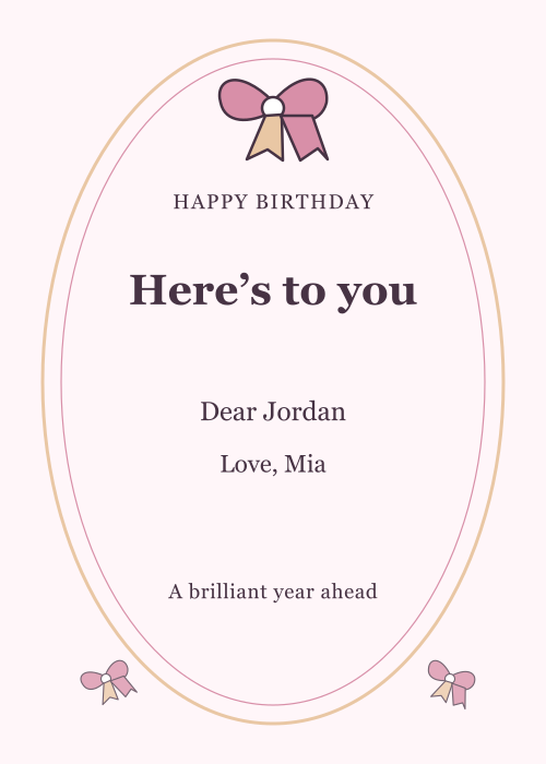 Birthday Bow Oval Portrait editable design preview