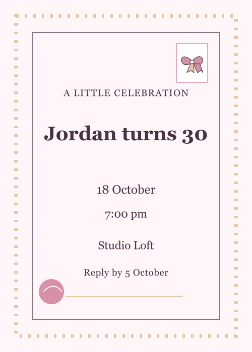 Birthday Bow Postage Stamp editable design preview