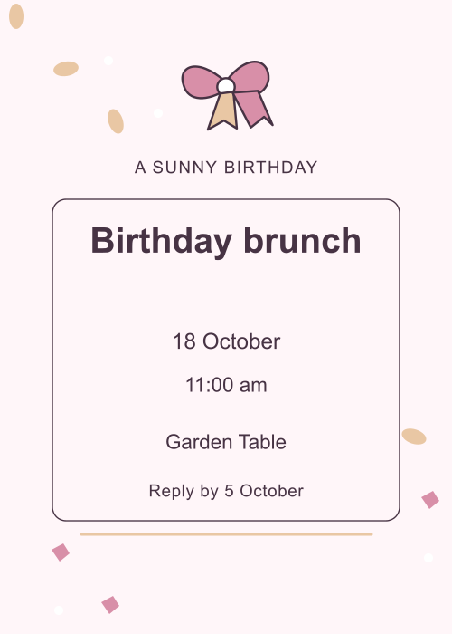Birthday Bow Terrazzo editable design preview