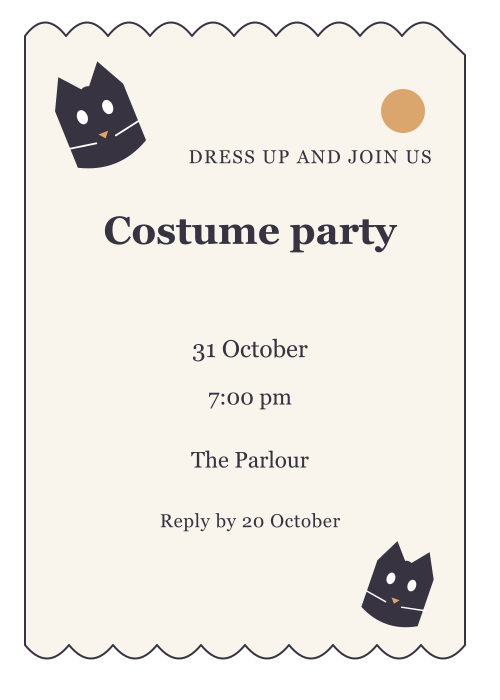 Black Cat Club Scalloped Edge editable design preview