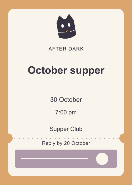 Black Cat Club Ticket editable design preview