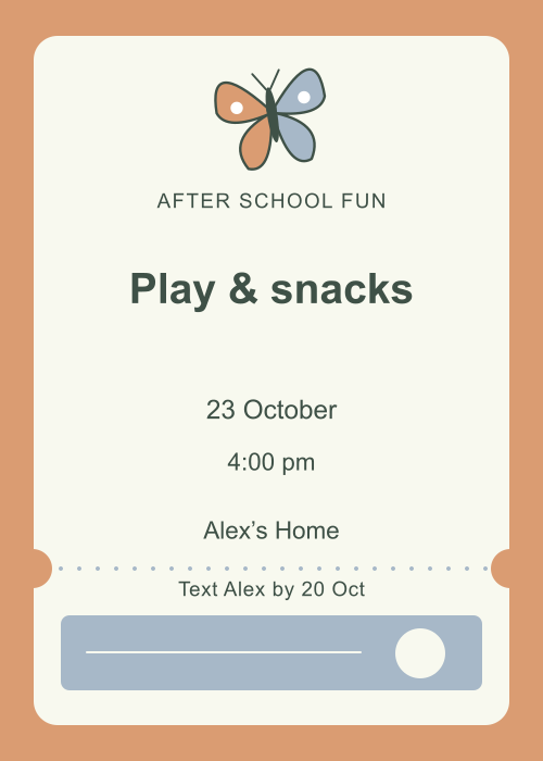 Butterfly Trail Ticket editable design preview