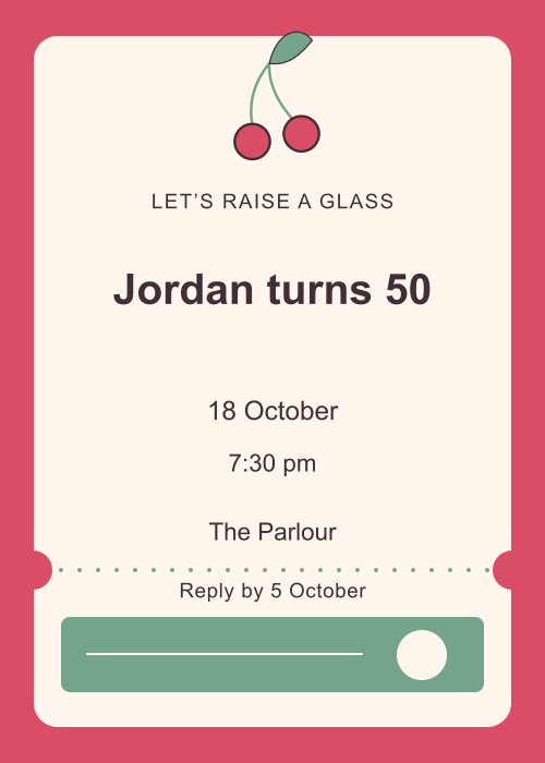 Cherry Pop Ticket editable design preview