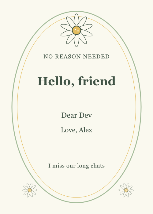 Daisy Note Oval Portrait editable design preview