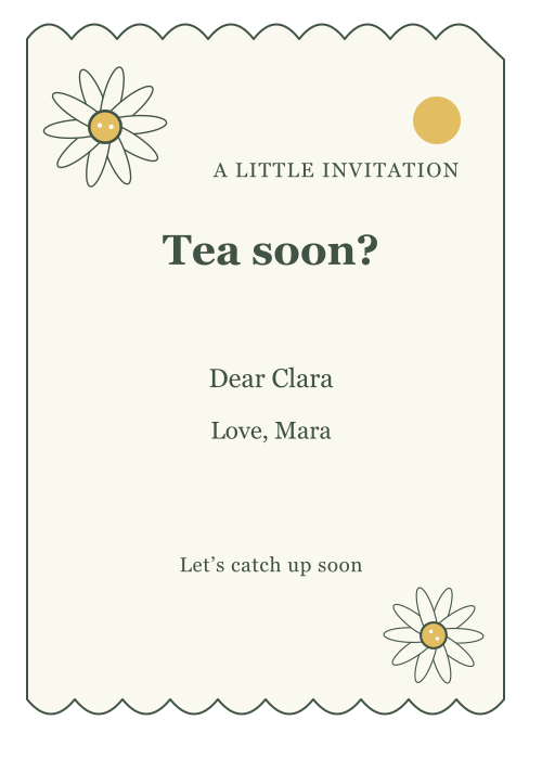 Daisy Note Scalloped Edge editable design preview