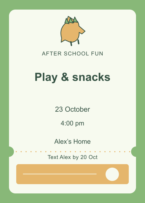 Dinosaur Dash Ticket editable design preview