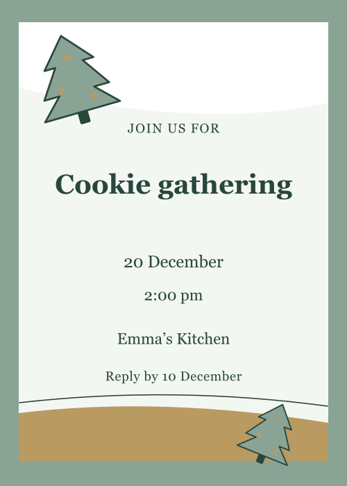 Evergreen Evening Paper Cut editable design preview