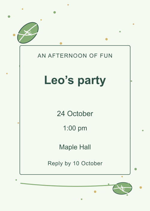 Football Field Confetti editable design preview