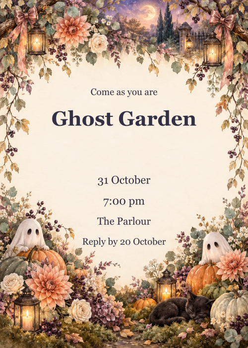 Ghost Garden editable design preview