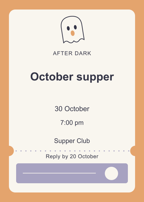 Friendly Ghost Ticket editable design preview