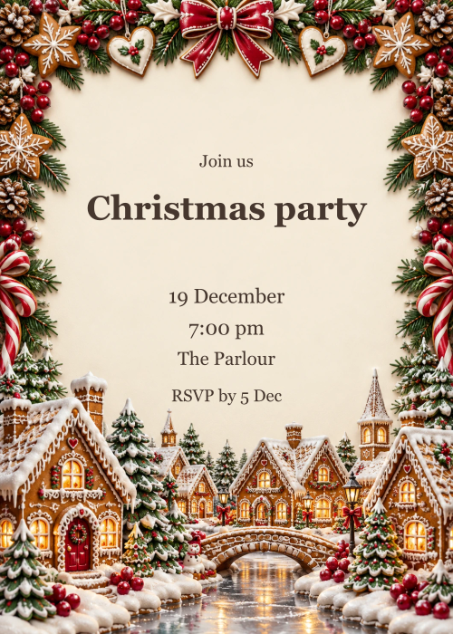 Gingerbread House editable design preview