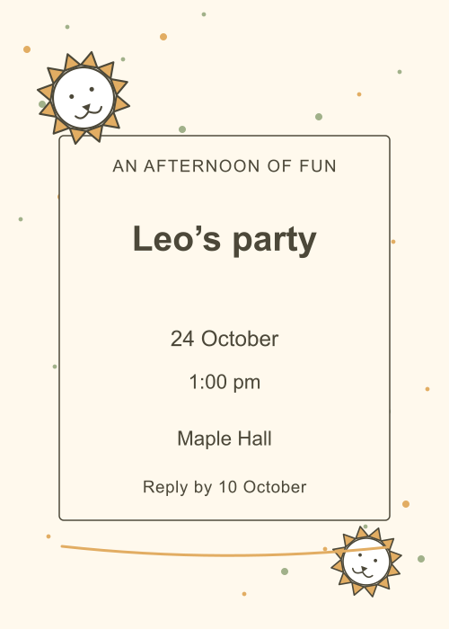 Little Lion Confetti editable design preview