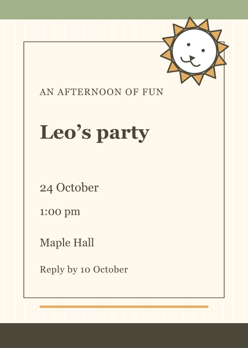 Little Lion Pinstripe editable design preview