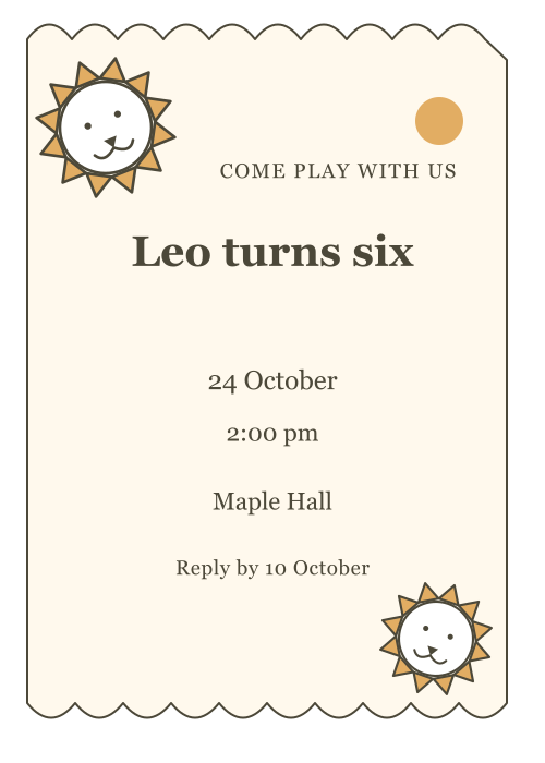Little Lion Scalloped Edge editable design preview