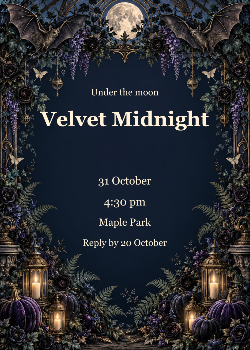 Velvet Midnight editable design preview