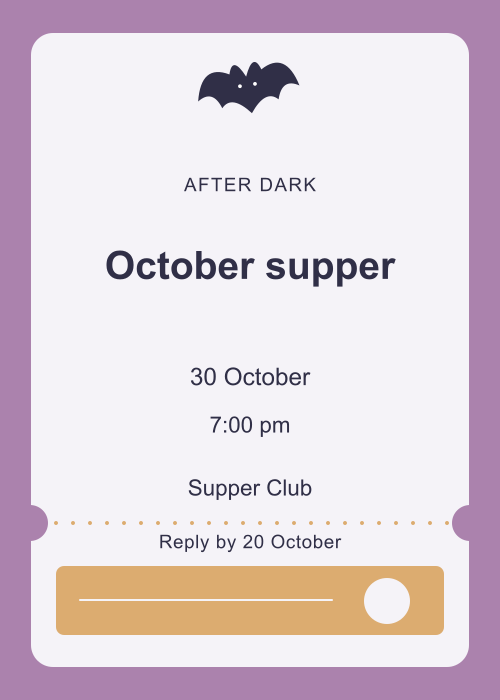Midnight Bat Ticket editable design preview