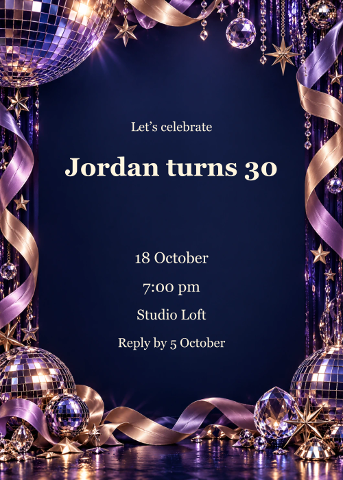 Mirrorball Hour editable design preview