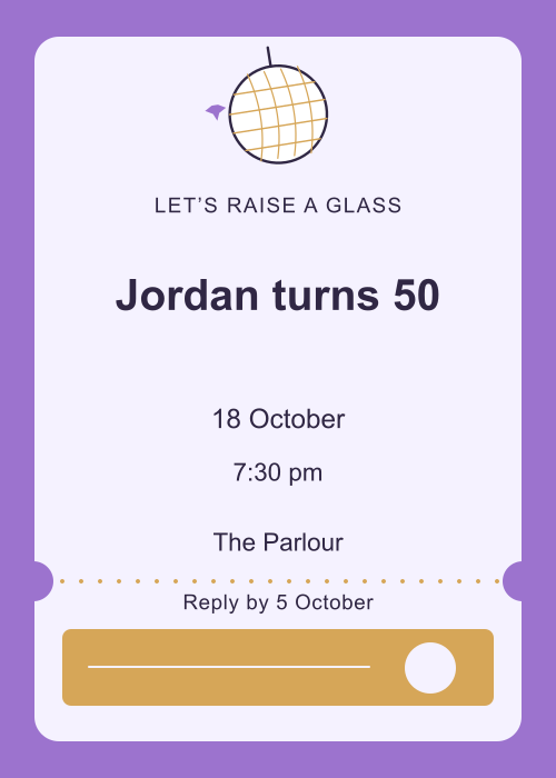 Mirrorball Hour Ticket editable design preview