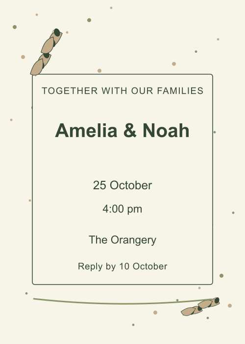 Olive Grove Confetti editable design preview