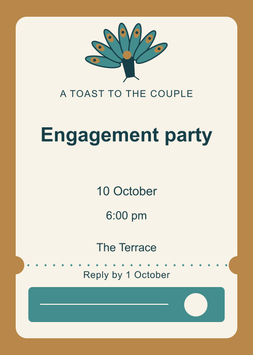 Peacock Jewel Ticket editable design preview