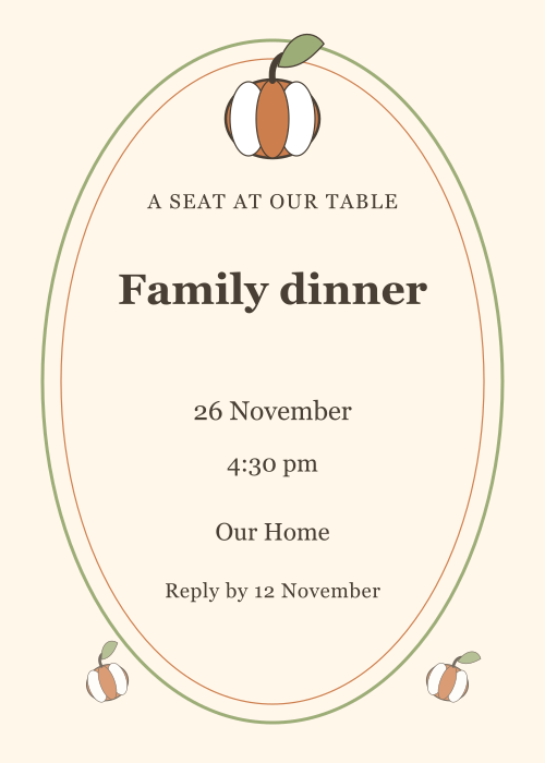 Pumpkin Table Oval Portrait editable design preview