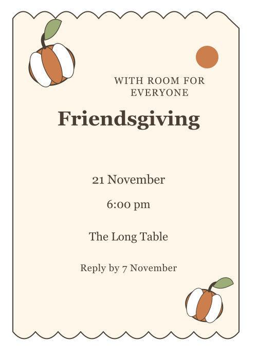 Pumpkin Table Scalloped Edge editable design preview