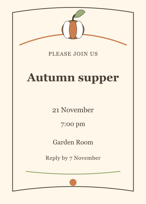 Pumpkin Table Storybook editable design preview
