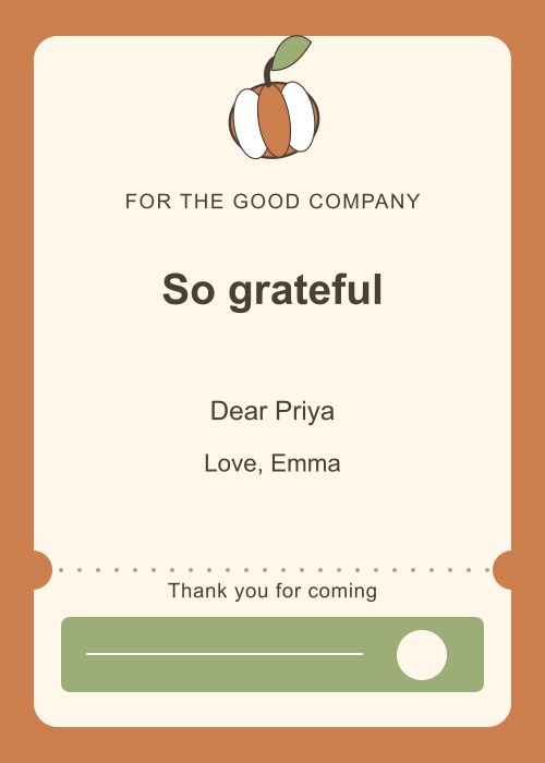 Pumpkin Table Ticket editable design preview
