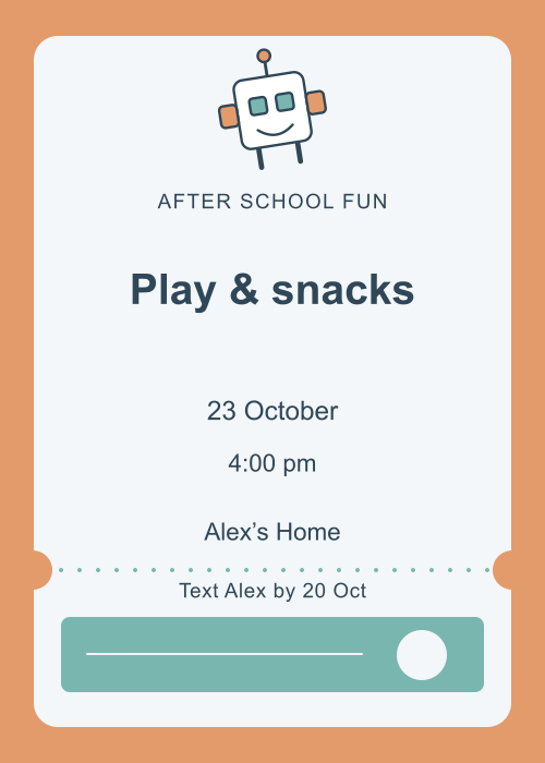 Robot Workshop Ticket editable design preview