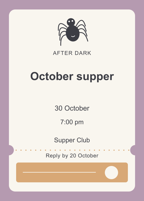 Spider Silk Ticket editable design preview