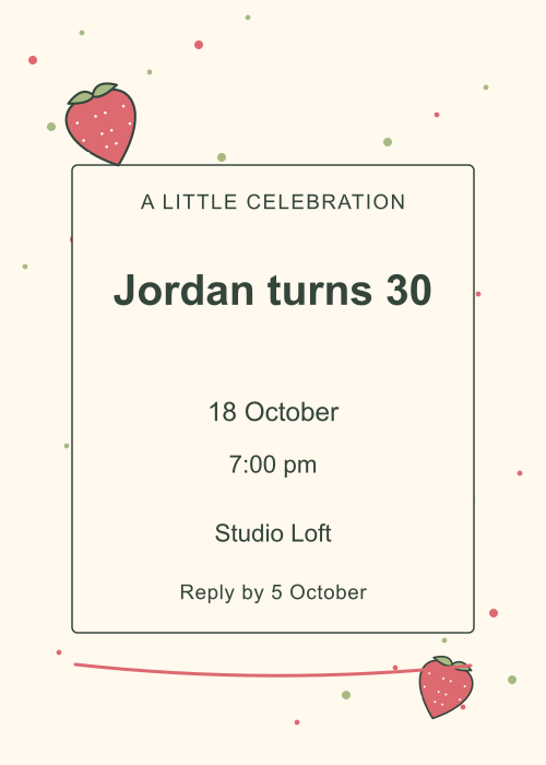 Strawberry Social Confetti editable design preview
