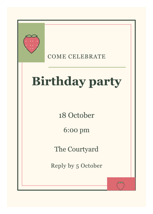 Strawberry Social Gallery Frame editable design preview