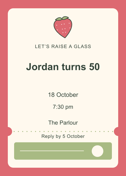 Strawberry Social Ticket editable design preview