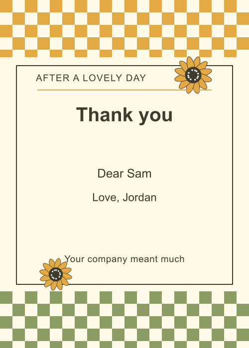 Sunflower Day Checkerboard editable design preview