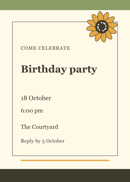 Sunflower Day Pinstripe editable design preview