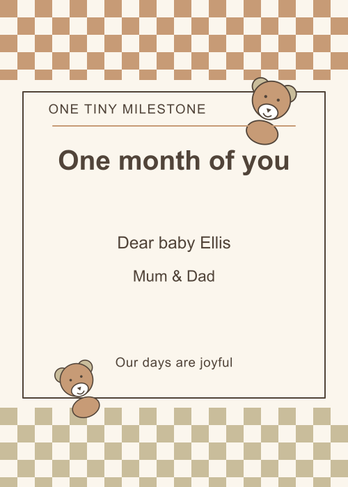 Teddy Nursery Checkerboard editable design preview