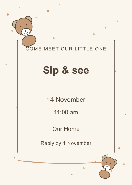 Teddy Nursery Confetti editable design preview