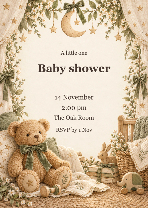 Teddy Nursery editable design preview