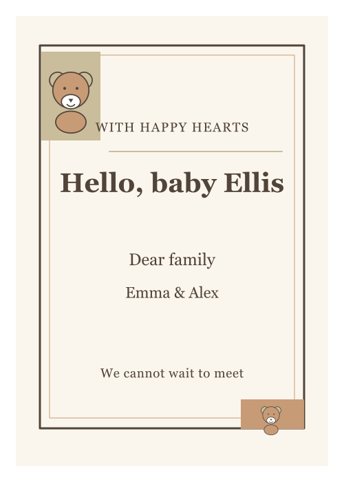 Teddy Nursery Gallery Frame editable design preview