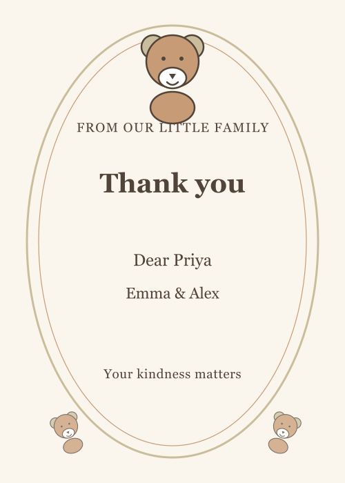 Teddy Nursery Oval Portrait editable design preview