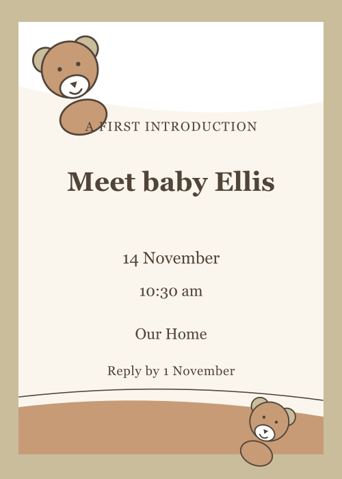Teddy Nursery Paper Cut editable design preview