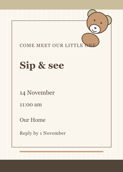 Teddy Nursery Pinstripe editable design preview