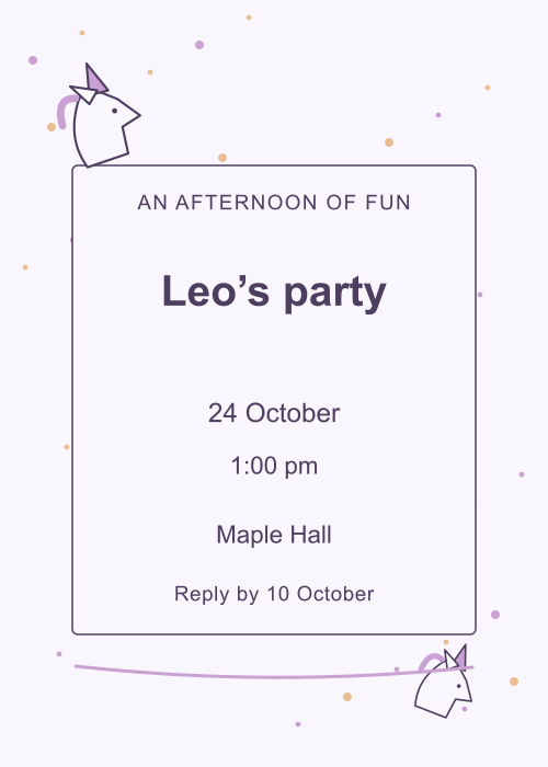 Unicorn Garden Confetti editable design preview